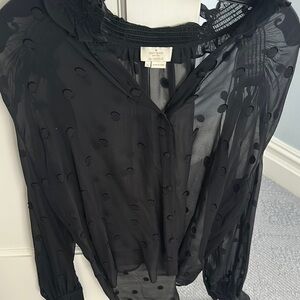 Kate Spade Black Sheer Polka Dot Blouse